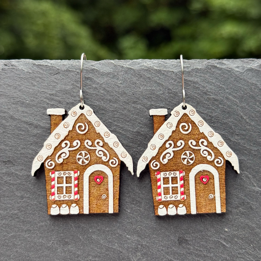Gingerbread House Drop Dangle Earrings