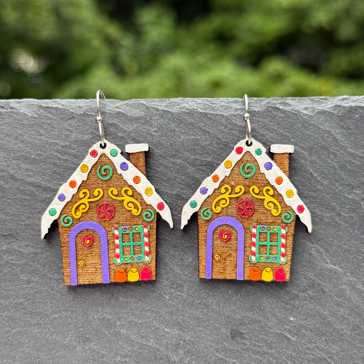 Gingerbread House Drop Dangle Earrings