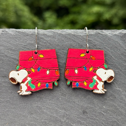 Snoopy Christmas Drop Dangle Earrings