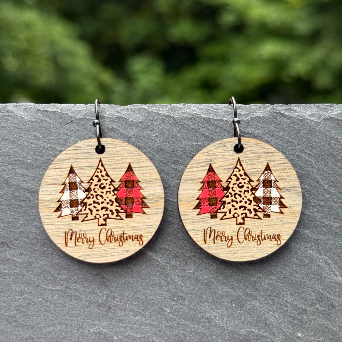 Trio of Trees Circle Drop Dangle Earrings