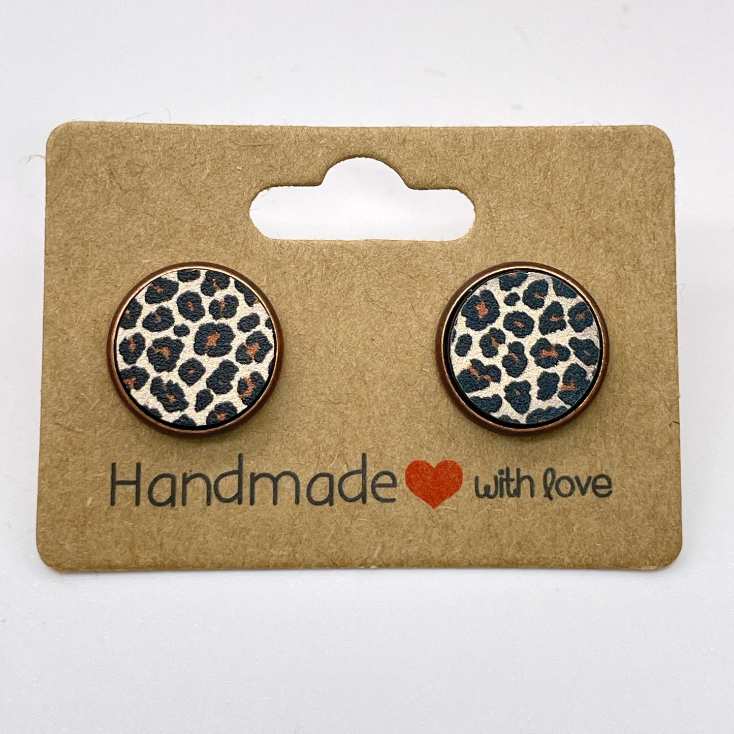 Brown Leopard Circle Stud Earrings