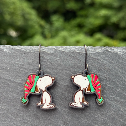Snoopy Christmas Drop Dangle Earrings
