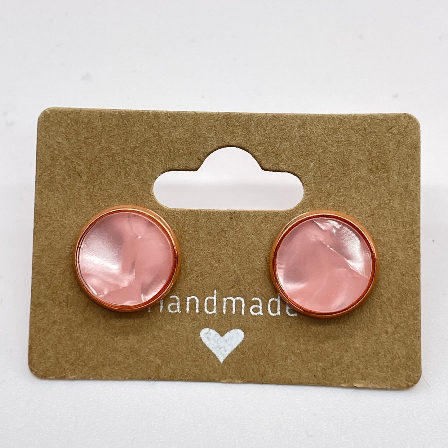 Peach Glitter Circle Stud Earrings