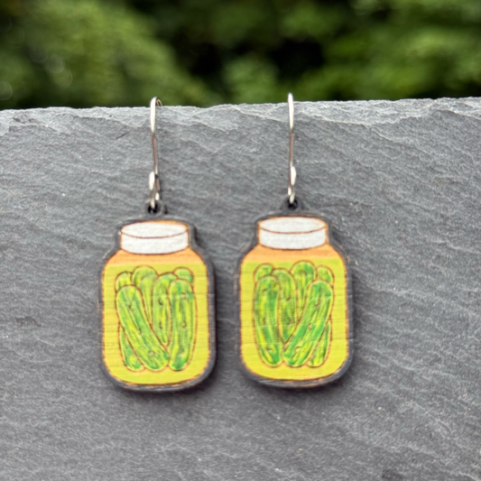 Jar of Pickles Drop Dangle Earrings