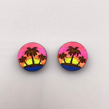 Palm Tree Trio Stud Earrings