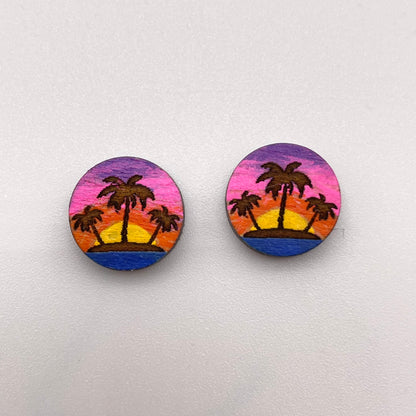 Palm Tree Trio Stud Earrings