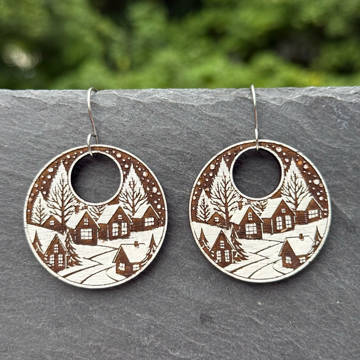 Winter Village Peekaboo Hole Drop Dangle Earrings