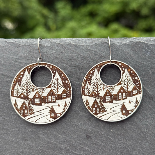 Winter Village Peekaboo Hole Drop Dangle Earrings