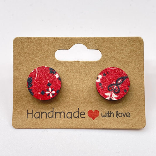 Red Bandana Stud Earrings