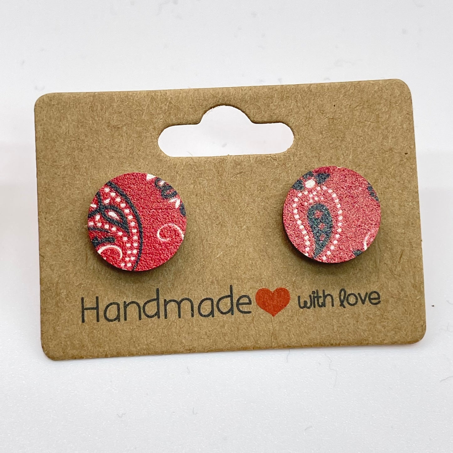 Red Bandana Stud Earrings