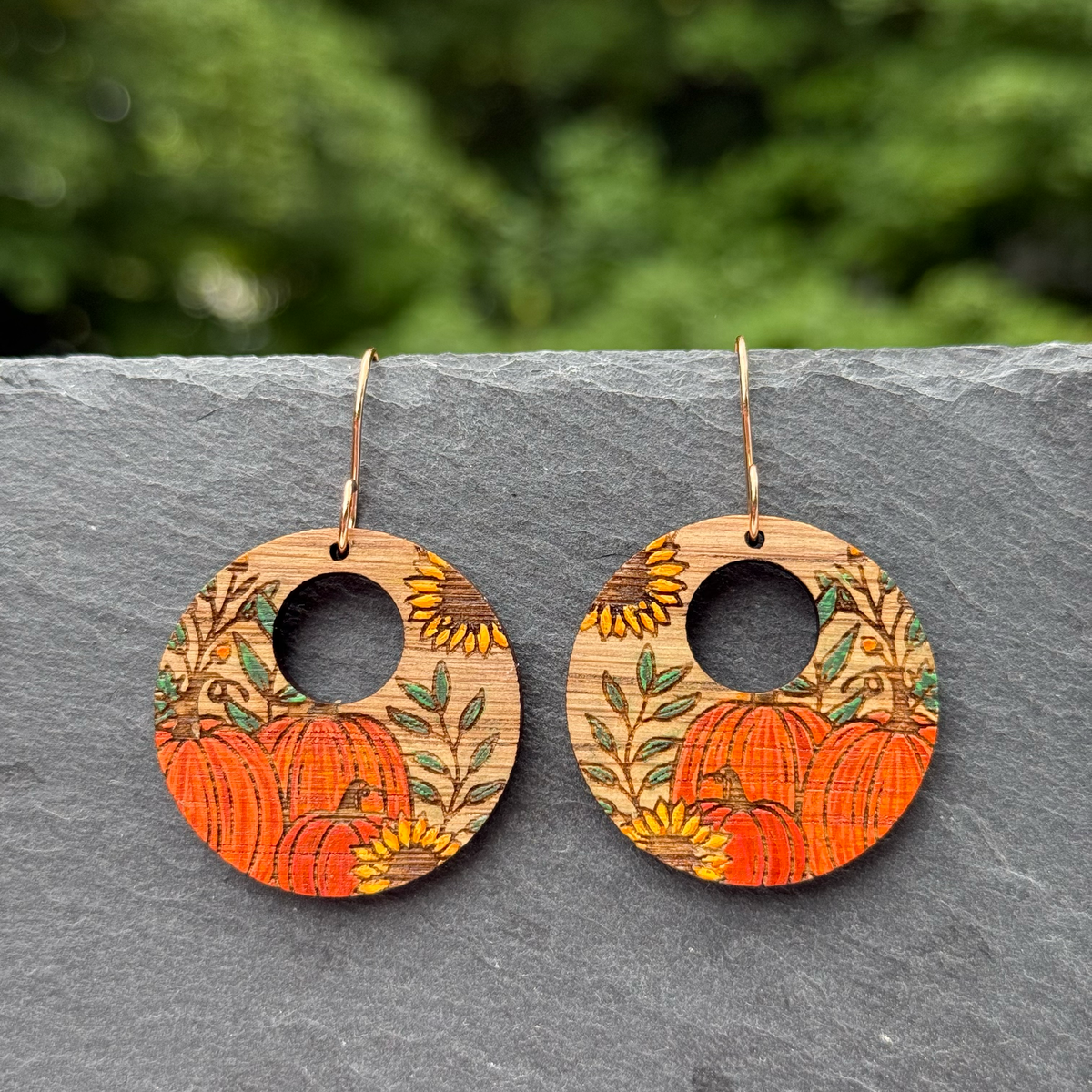 Pumpkins Peekaboo Hole Drop Dangle Earrings