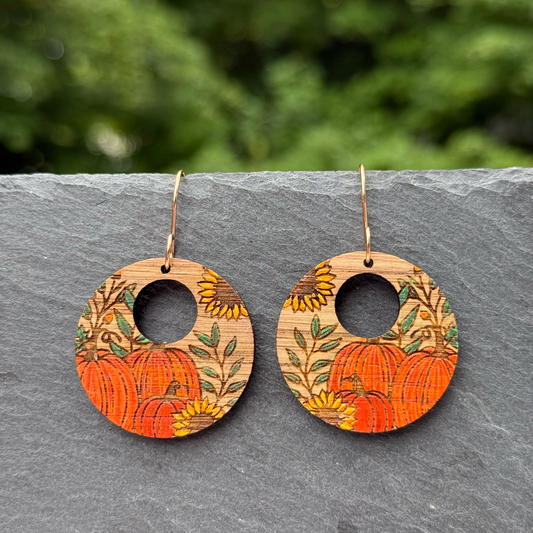 Pumpkins Peekaboo Hole Drop Dangle Earrings