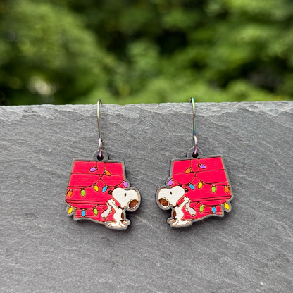 Snoopy Christmas Drop Dangle Earrings