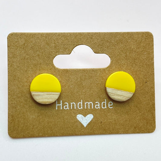 Half Yellow Stud Earrings