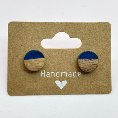 Half Dark Blue Stud Earrings