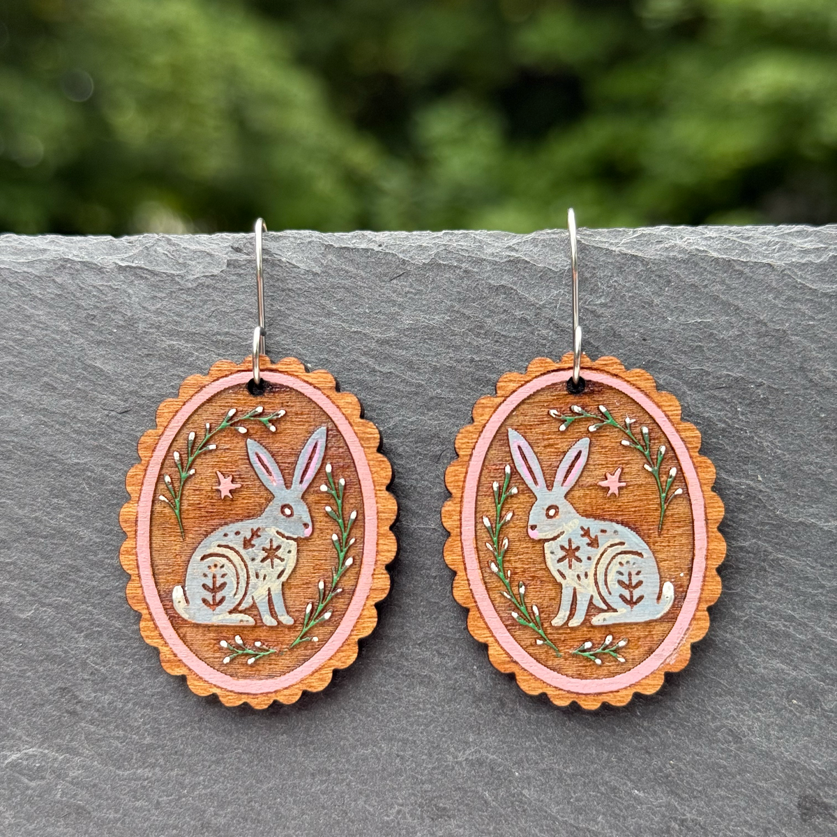 Framed Woodland Animals Drop Dangle Earrings