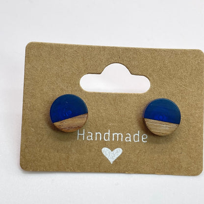 Half Dark Blue Stud Earrings