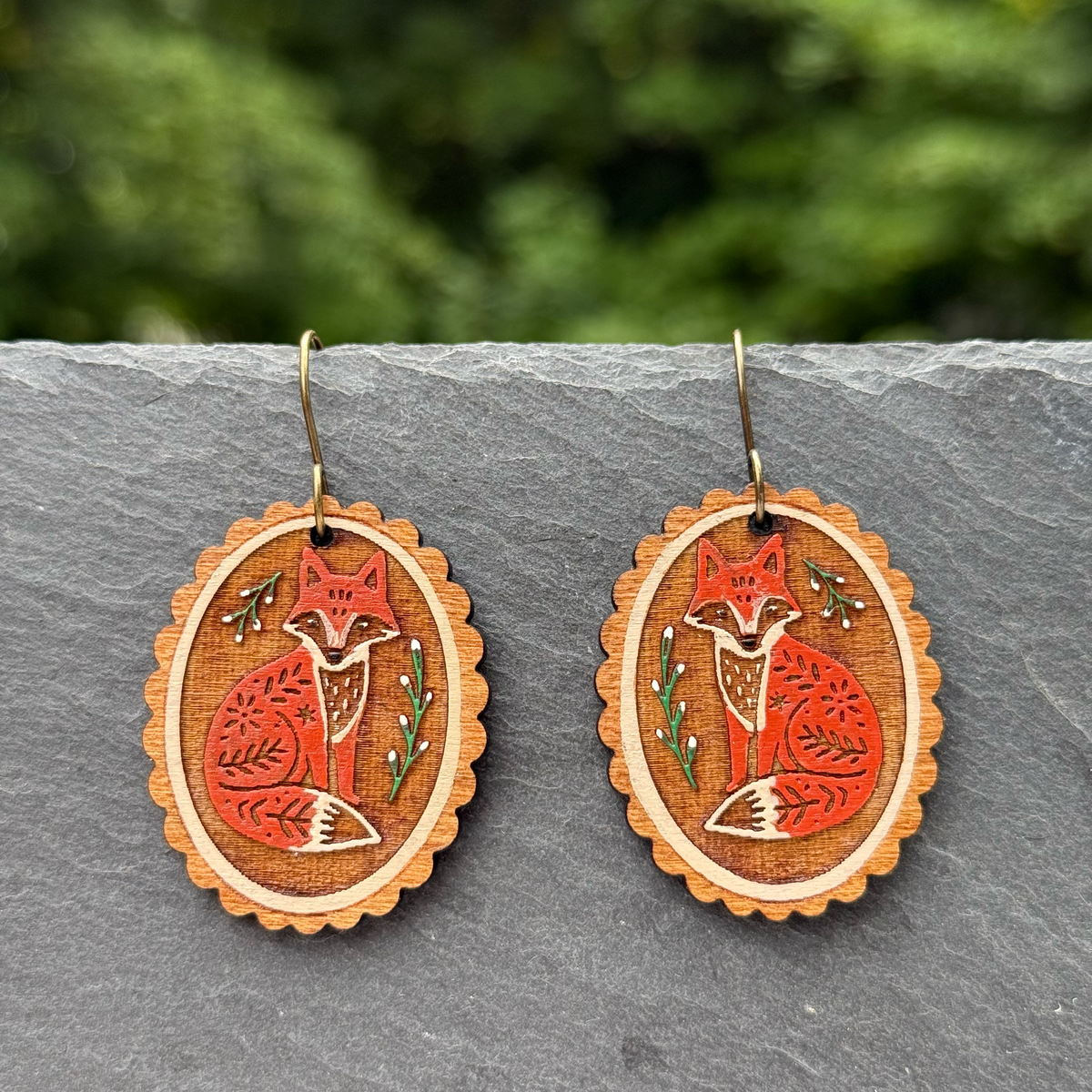 Framed Woodland Animals Drop Dangle Earrings