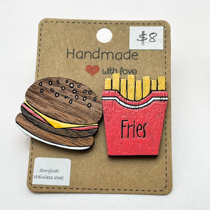 Burger and Fries LARGE Stud Earrings