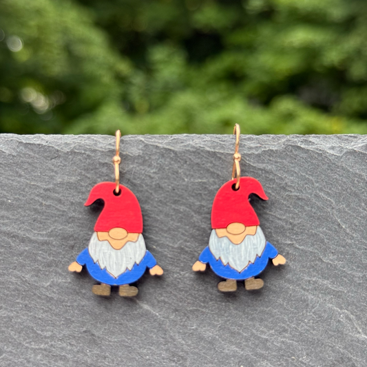 Tiny Gnome Drop Dangle Earrings