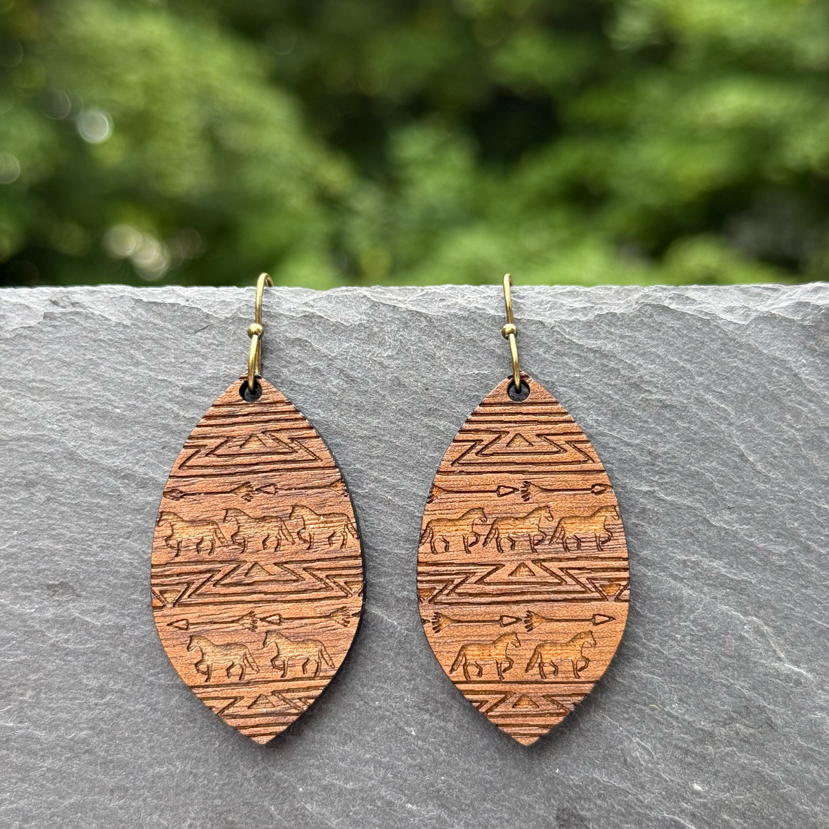 Horse Design Teardrop Dangle Earrings