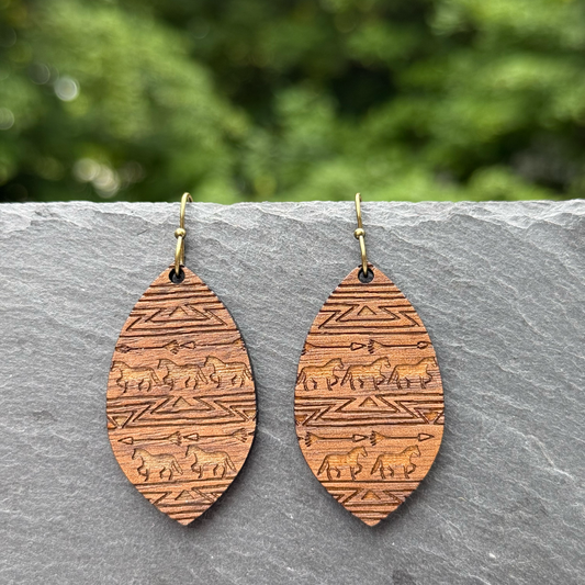 Horse Design Teardrop Dangle Earrings
