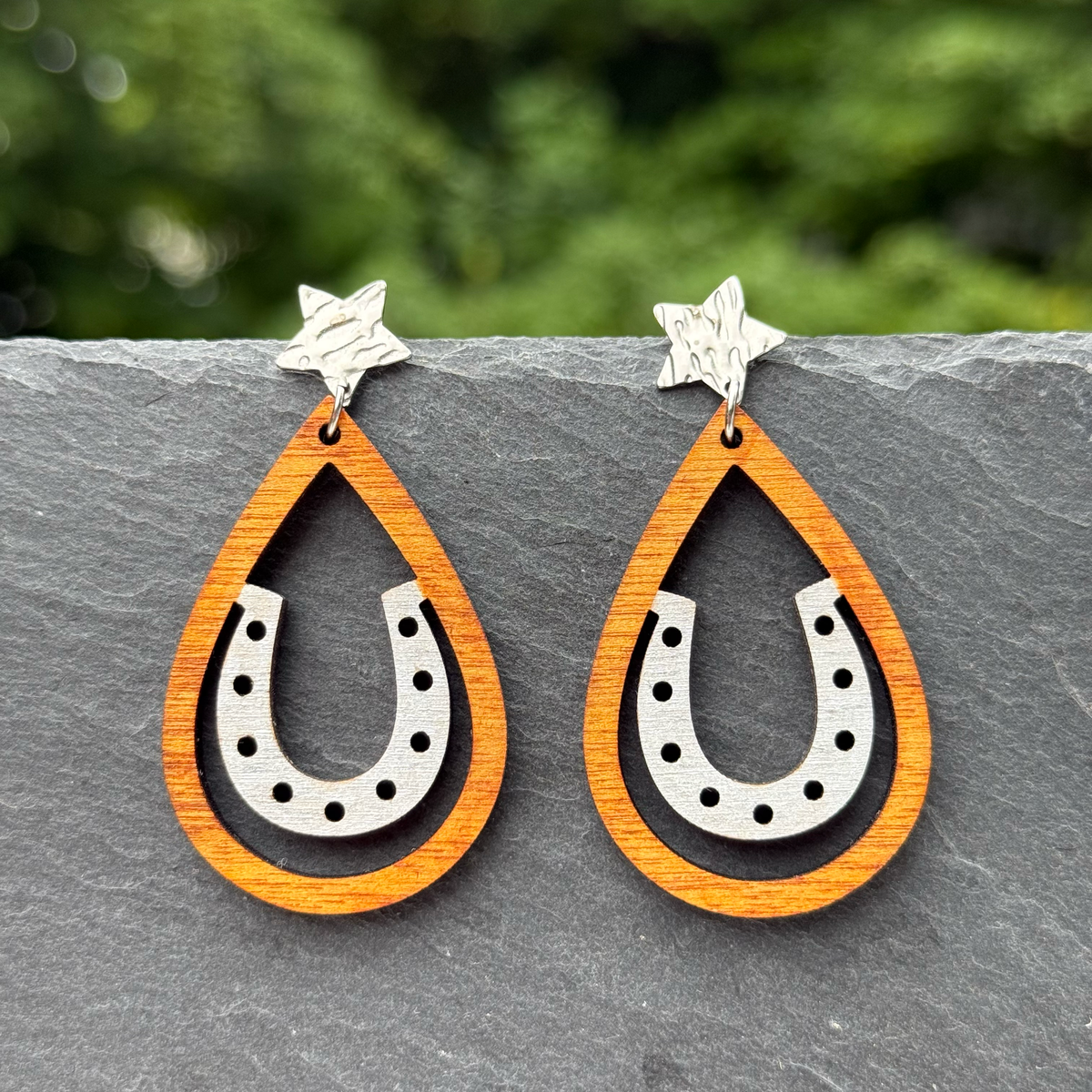 Horseshoe Star Stud Dangle Earrings