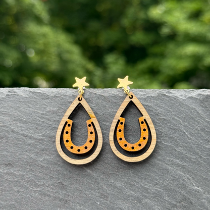 Horseshoe Star Stud Dangle Earrings