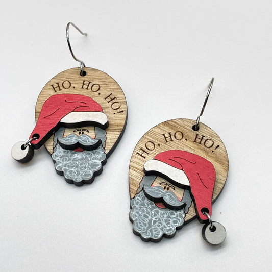 3D Ho Ho Ho Santa Drop Dangle Earrings