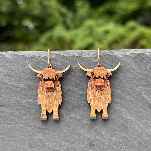 Highland Cow 3D Drop Dangle Earrings