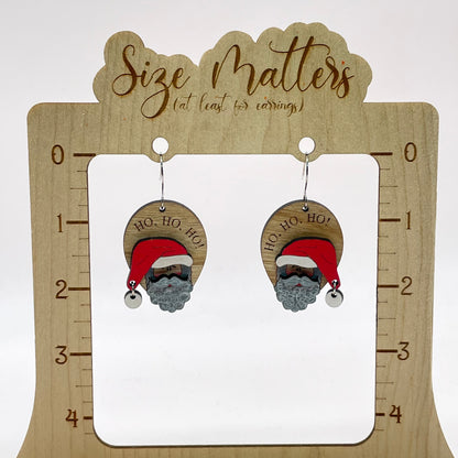 3D Ho Ho Ho Santa Drop Dangle Earrings