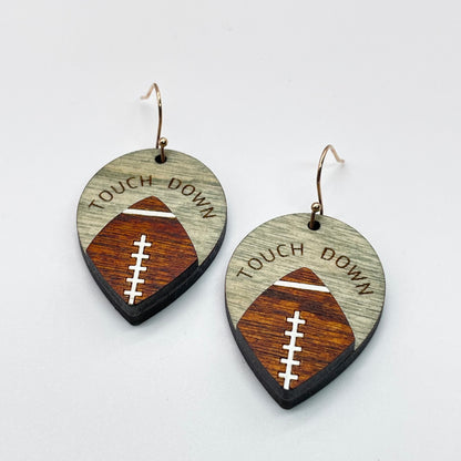 3D Touchdown Football Teardrop Drop Dangle Earrings