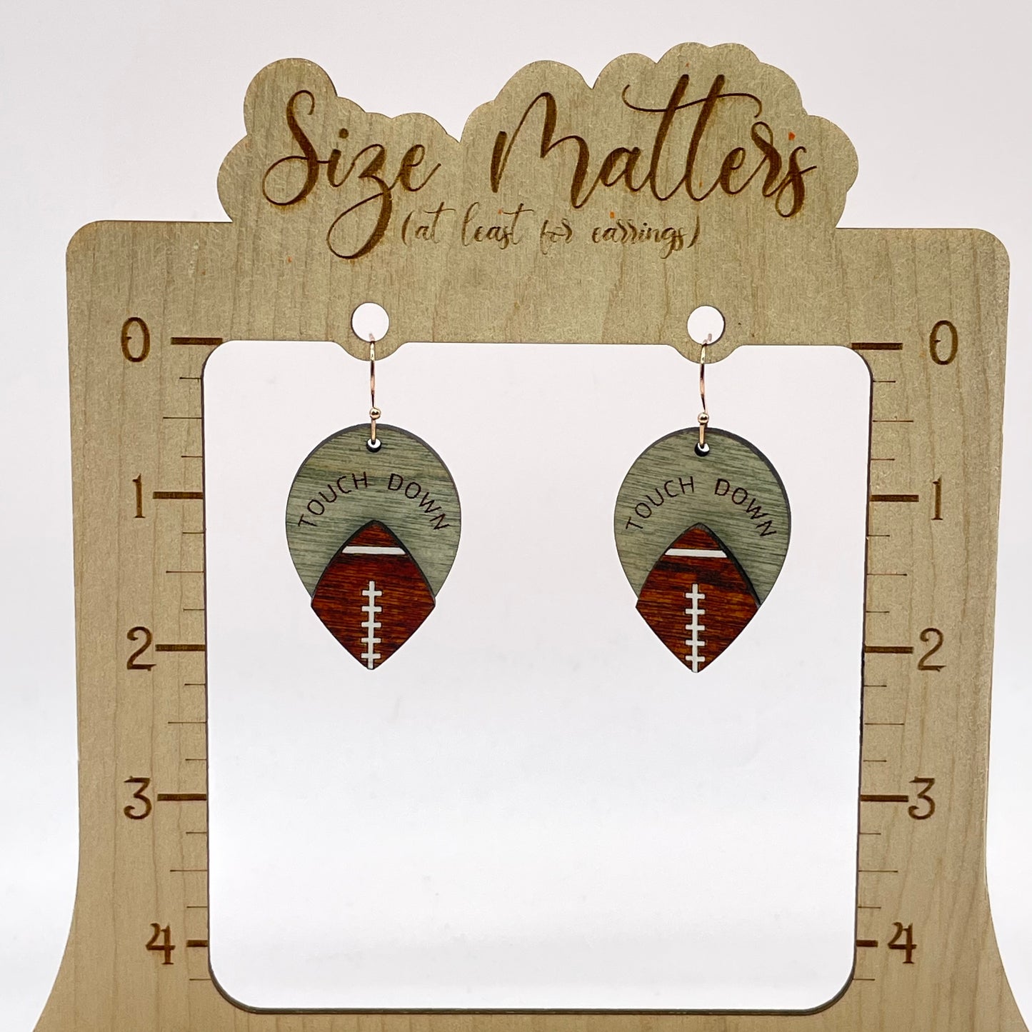 3D Touchdown Football Teardrop Drop Dangle Earrings