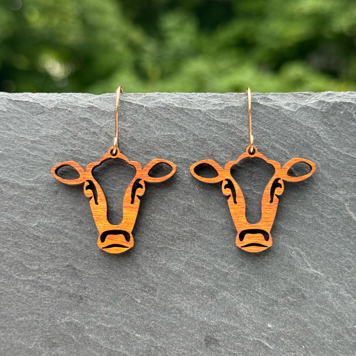 Cow Head Outline Drop Dangle Earrings