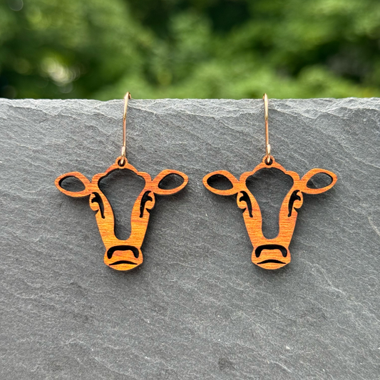 Cow Head Outline Drop Dangle Earrings
