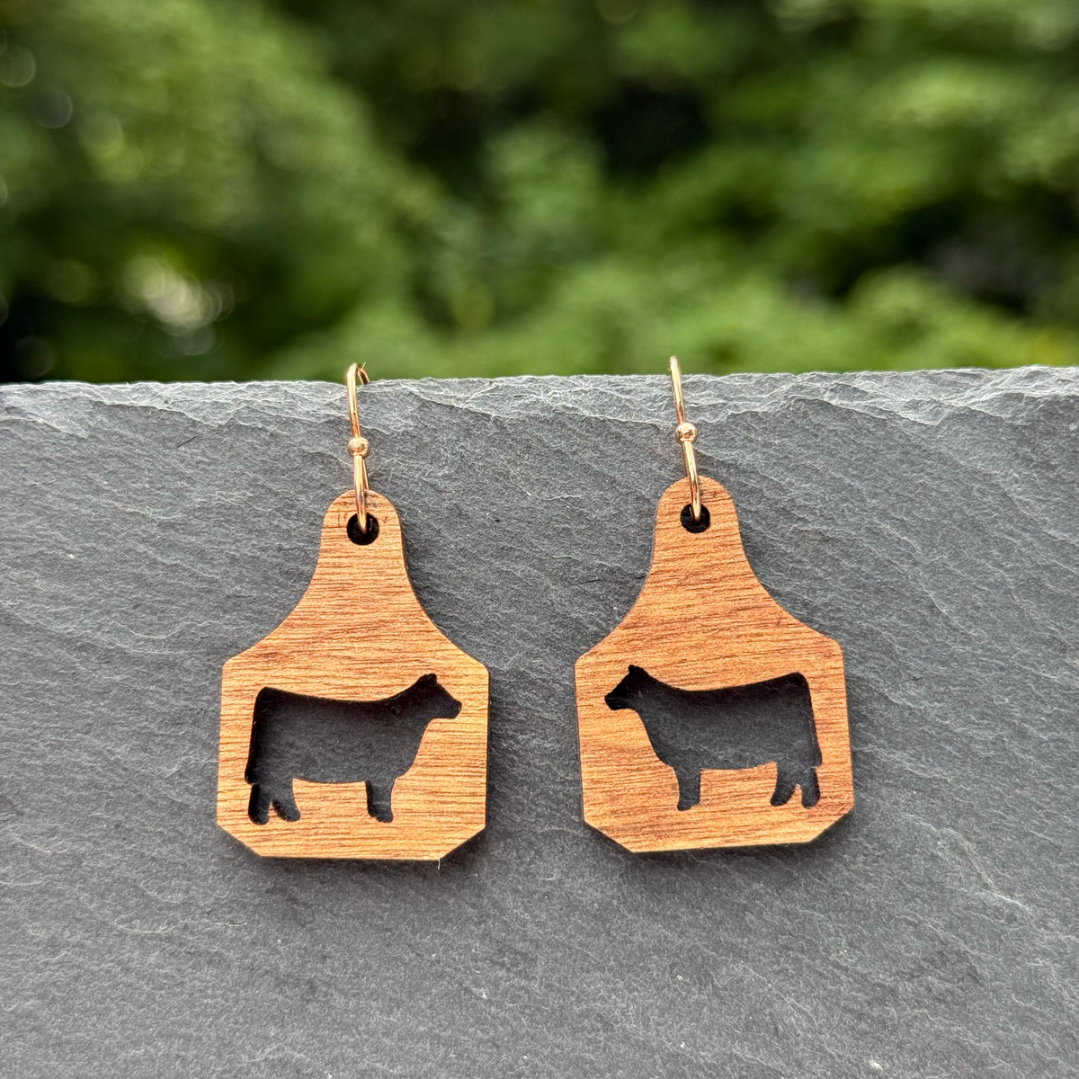 Cow Cattle Tag Drop Dangle Earrings