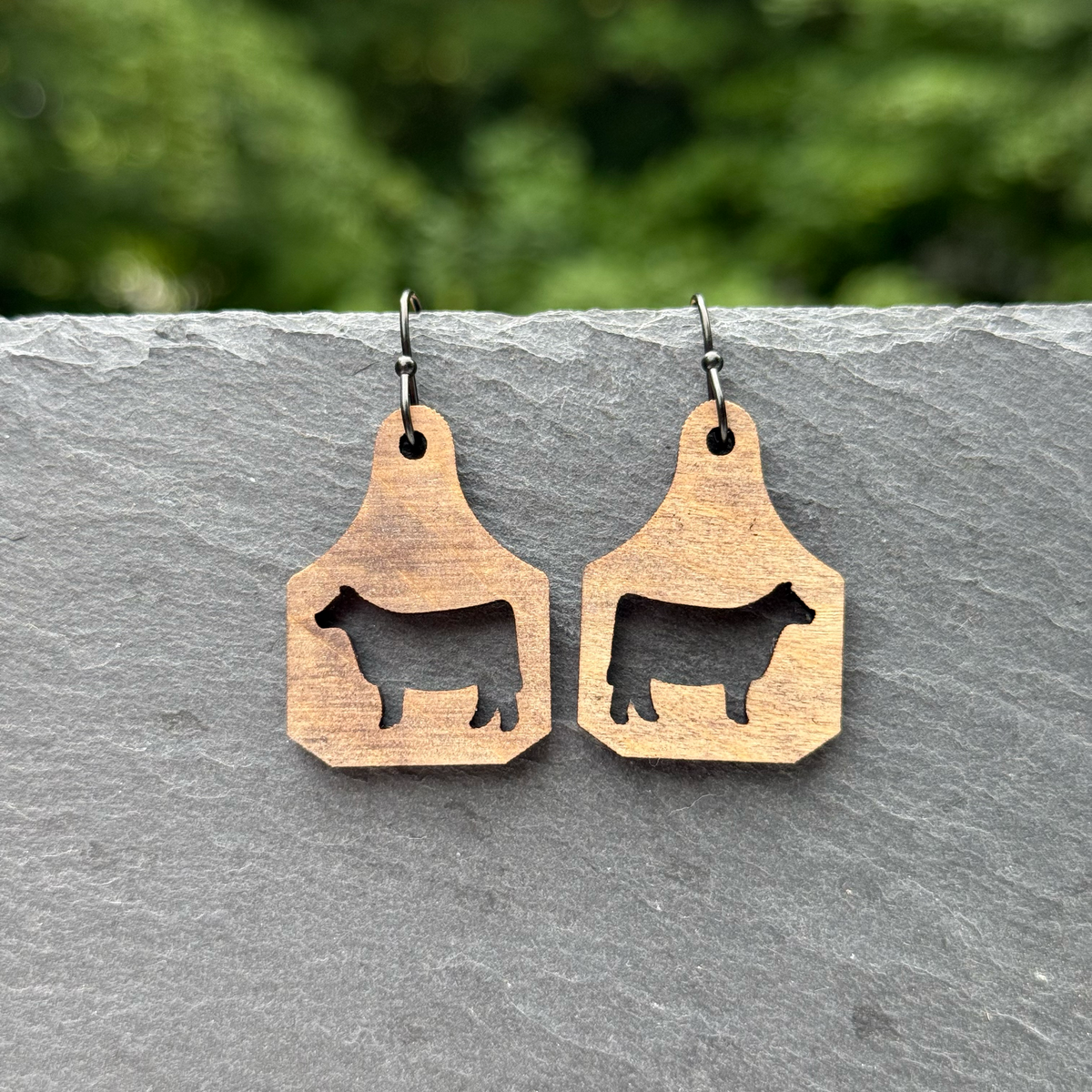 Cow Cattle Tag Drop Dangle Earrings