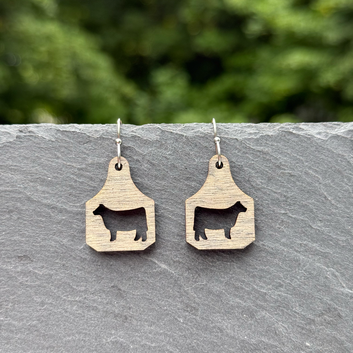 Cow Cattle Tag Drop Dangle Earrings