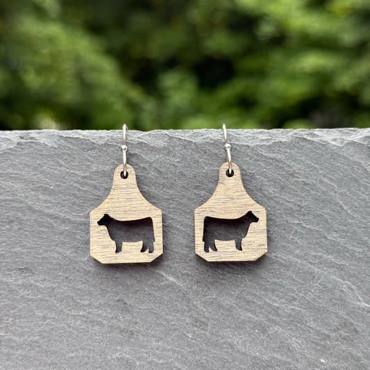 Cow Cattle Tag Drop Dangle Earrings