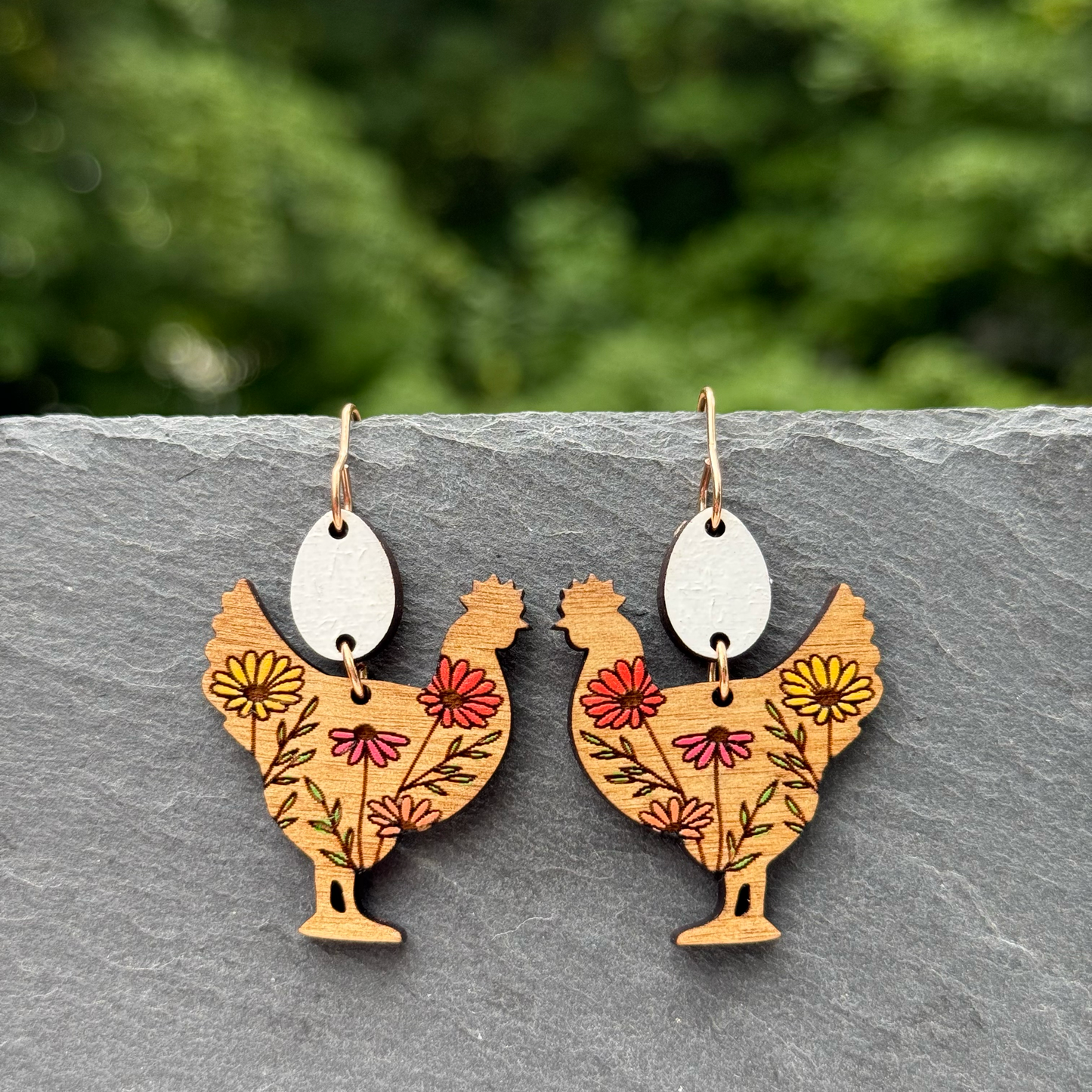 Chicken and the Egg Drop Dangle Earrings