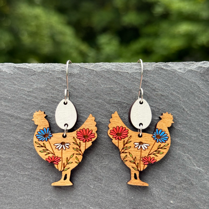 Chicken and the Egg Drop Dangle Earrings