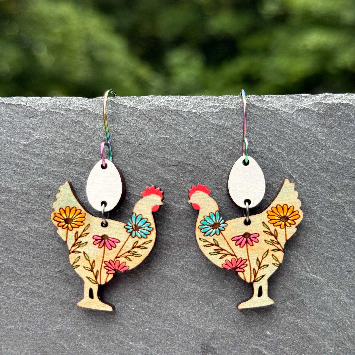 Chicken and the Egg Drop Dangle Earrings