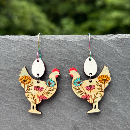 Chicken and the Egg Drop Dangle Earrings