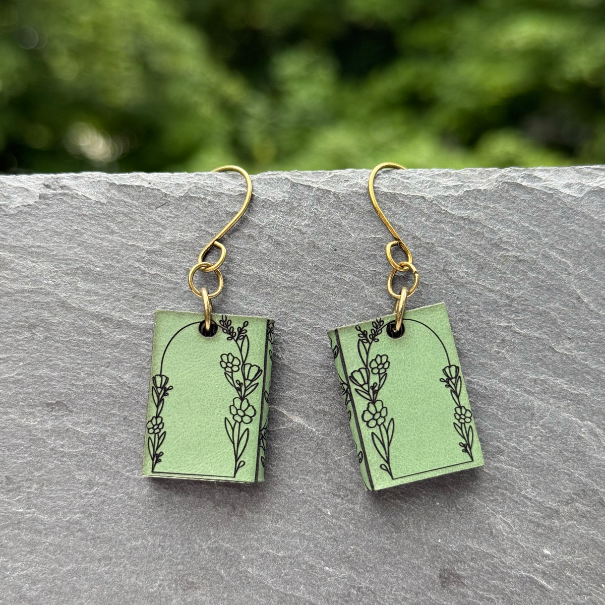 Leather & Acrylic Book Drop Dangle Earrings
