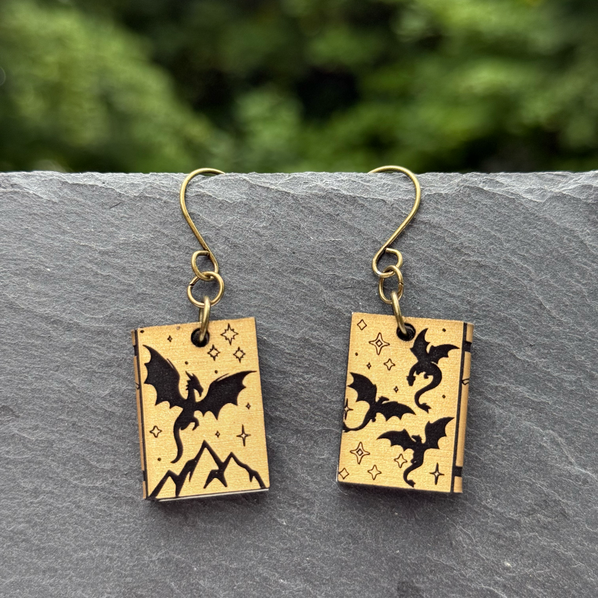 Leather & Acrylic Book Drop Dangle Earrings