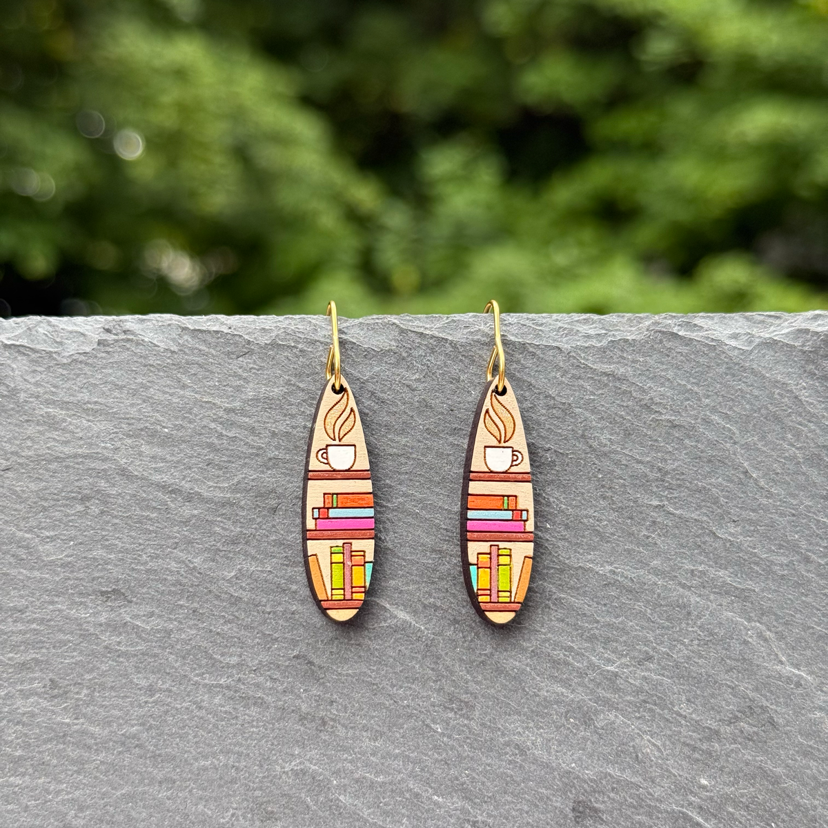 Book Oval Drop Dangle Earrings