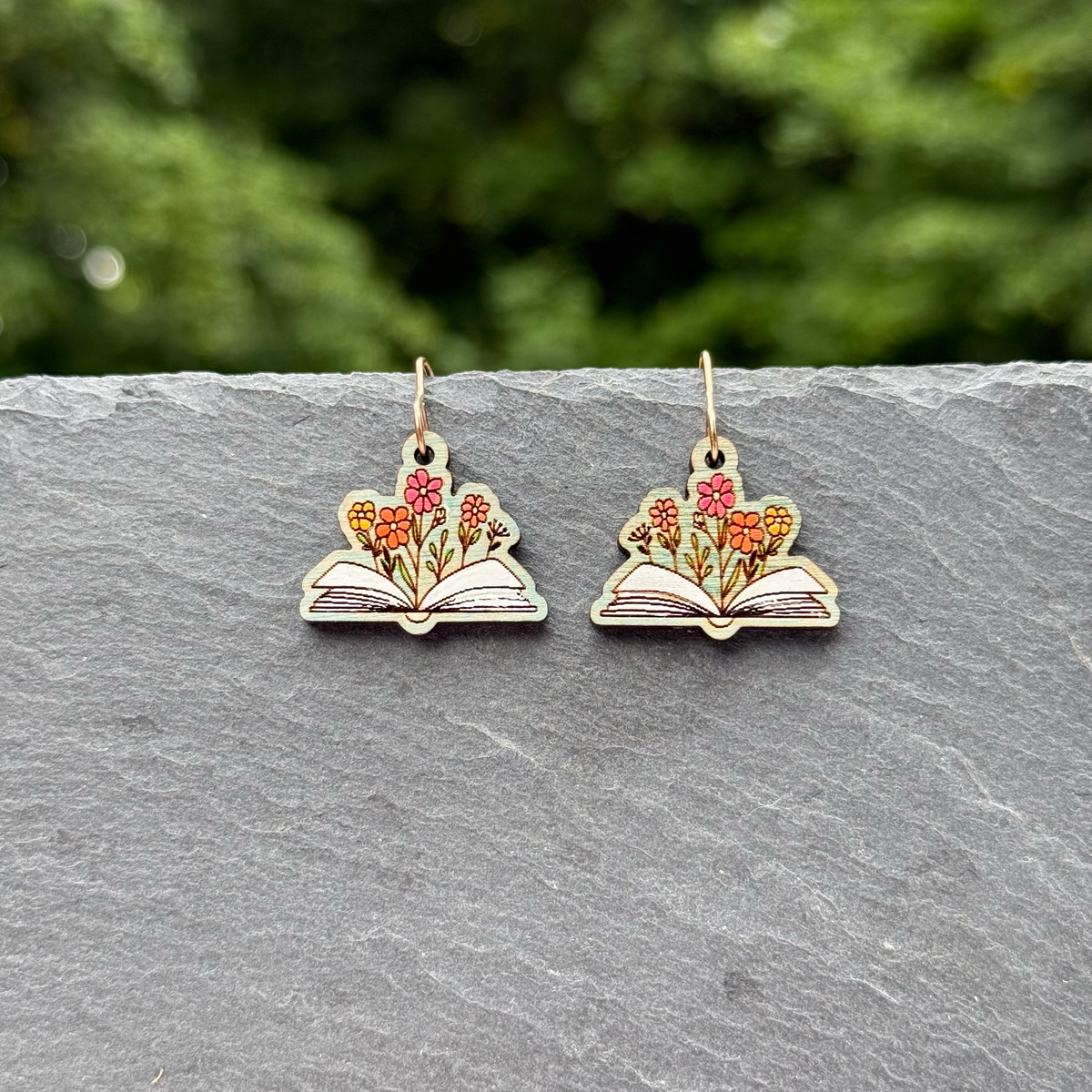 Flowers from Books Drop Dangle Earrings