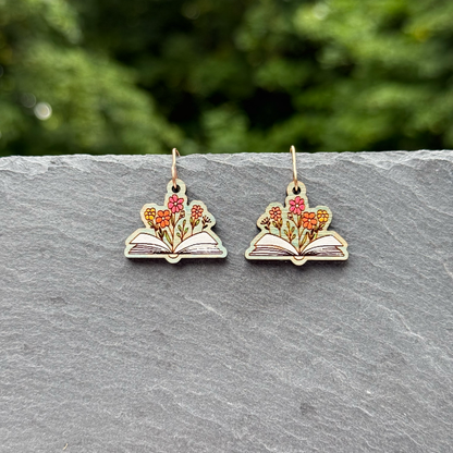 Flowers from Books Drop Dangle Earrings