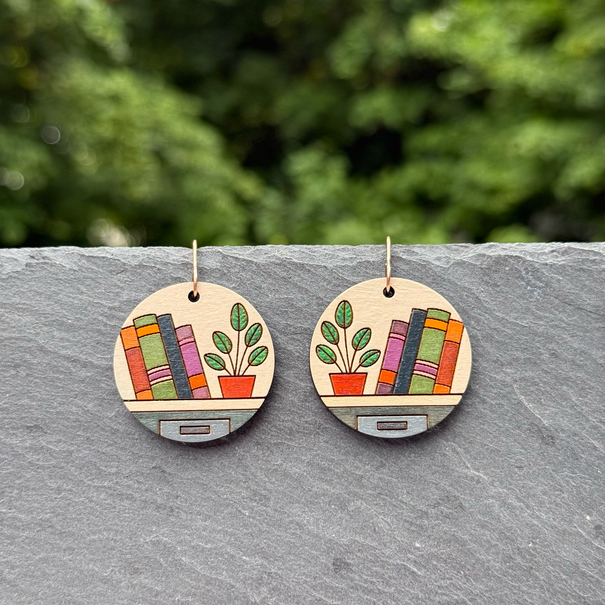 Book Circle Drop Dangle Earrings