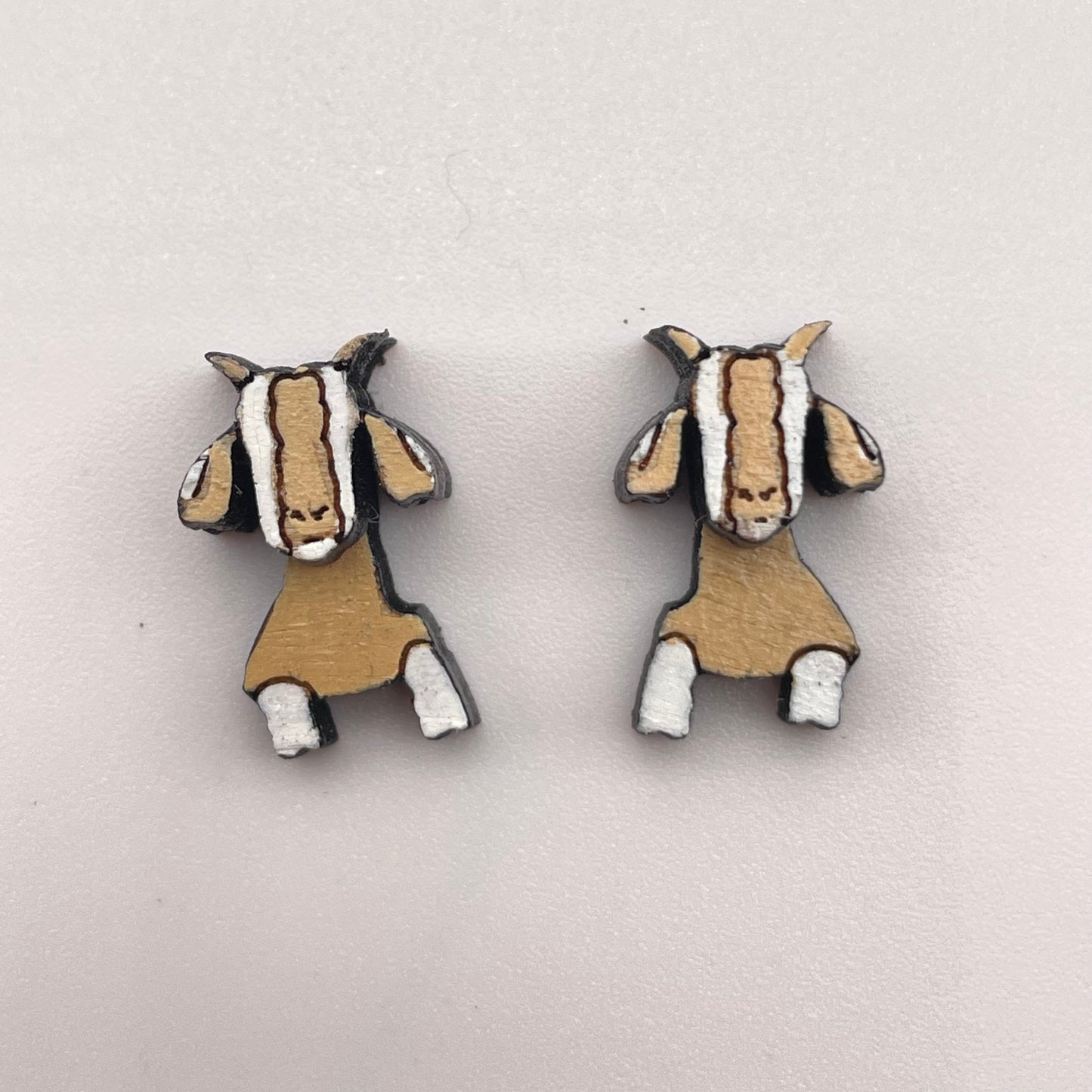 3D Goat Stud Earrings